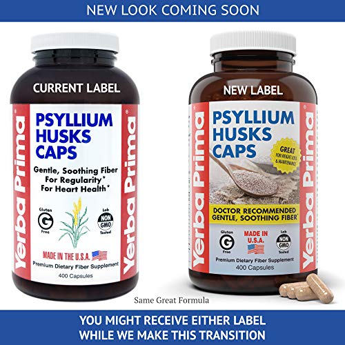 Yerba Prima Psyllium Husks Caps, 625 mg, 400 Capsules - Natural F...