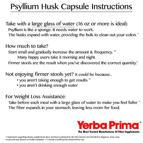 Yerba Prima Psyllium Husks Caps, 625 mg, 400 Capsules - Natural F...