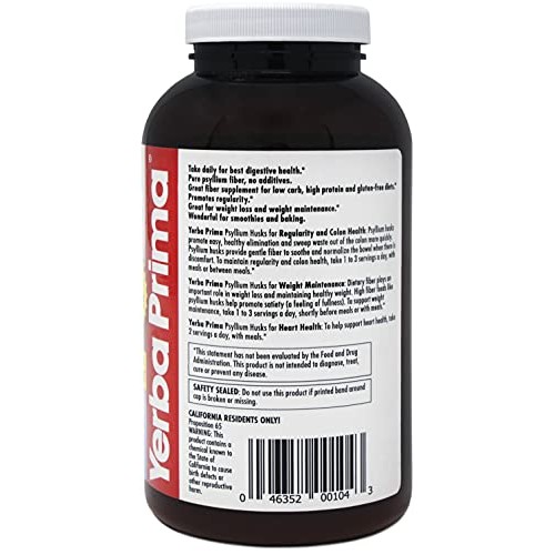 Yerba Prima Psyllium Husks Powder 12 oz - Natural Fiber Supplement