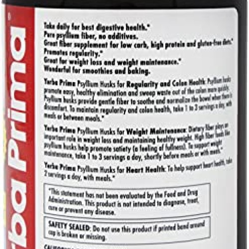 Yerba Prima Psyllium Husks Powder - 12 oz Pack of 3 - Natural F...