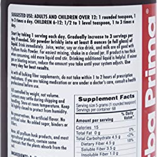 Yerba Prima Psyllium Husks Powder - 12 oz Pack of 3 - Natural F...