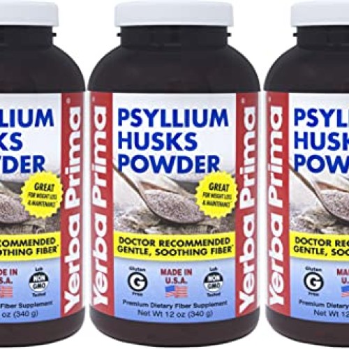 Yerba Prima Psyllium Husks Powder - 12 oz Pack of 3 - Natural F...