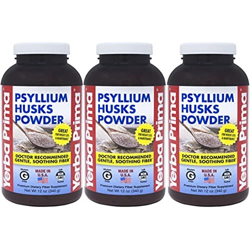 Yerba Prima Psyllium Husks Powder - 12 oz Pack of 3 - Natural F...