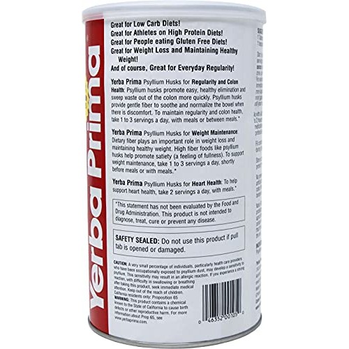 Yerba Prima Psyllium Whole Husks, 12 oz Pack of 4 - Colon Clean...