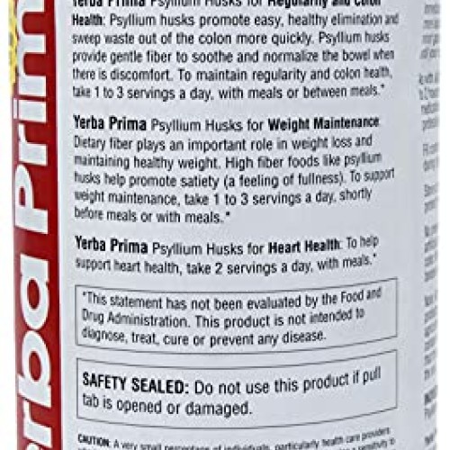 Yerba Prima Psyllium Whole Husks, 12 oz Pack of 4 - Colon Clean...