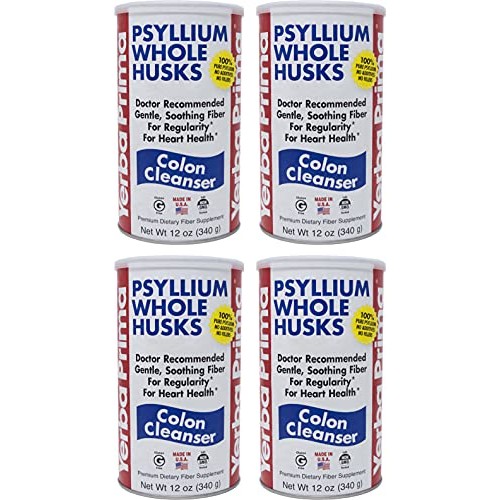 Yerba Prima Psyllium Whole Husks, 12 oz Pack of 4 - Colon Clean...