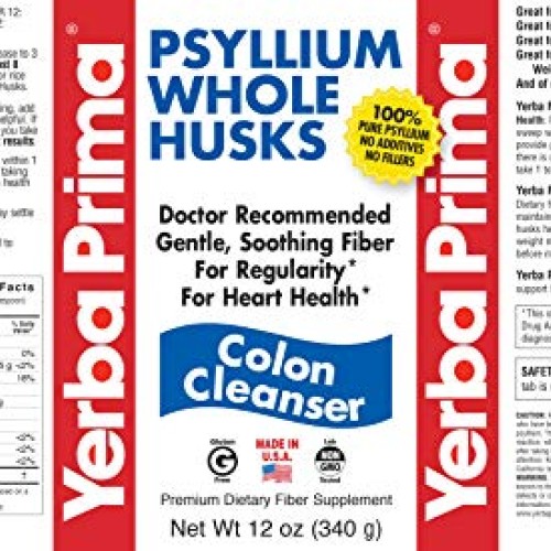 Yerba Prima Psyllium Whole Husks Colon Cleanser, 12 Ounce Pack o...