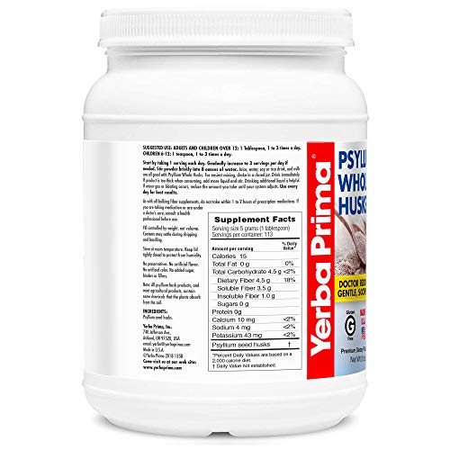 Yerba Prima Psyllium Whole Husks Colon Cleanser, All Natural, Die...