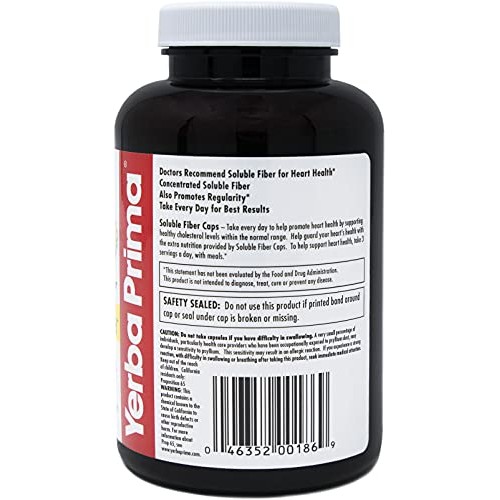 Yerba Prima Soluble Fiber Capsules, 180-Count - Natural Dietary S...