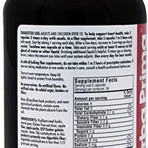 Yerba Prima Soluble Fiber Capsules, 180-Count - Natural Dietary S...