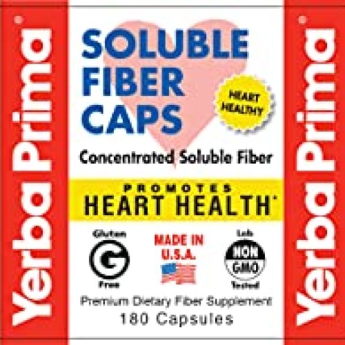 Yerba Prima Soluble Fiber Capsules, 180-Count - Natural Dietary S...