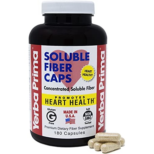 Yerba Prima Soluble Fiber Capsules, 180-Count - Natural Dietary S...