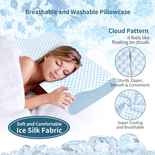Cervical Pillow for Neck Pain Relief, Contour Memory Foam Pillows for Sleeping, Ergonomic Pillow Cooling Pillow Bed Pillow Neck Support for Side Back Stomach Sleepers (Blue)
