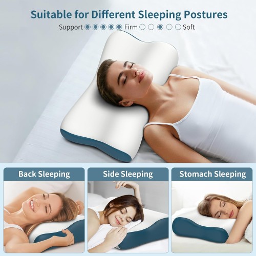 Cervical Pillow for Neck Pain Relief, Contour Memory Foam Pillows for Sleeping, Odorless Ergonomic Pillow Adjustable Orthopedic Cooling Pillow Bed Pillow Neck Support for All Sleepers (White)