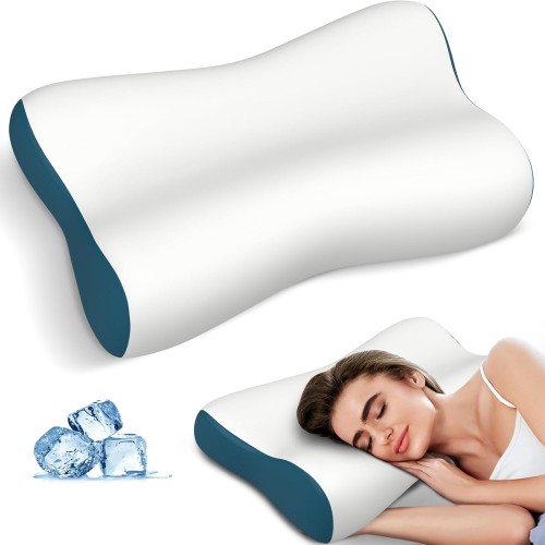 Cervical Pillow for Neck Pain Relief, Contour Memory Foam Pillows for Sleeping, Odorless Ergonomic Pillow Adjustable Orthopedic Cooling Pillow Bed Pillow Neck Support for All Sleepers (White)