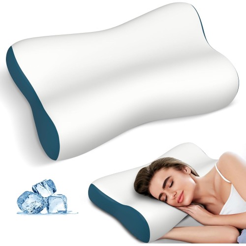 Cervical Pillow for Neck Pain Relief, Contour Memory Foam Pillows for Sleeping, Odorless Ergonomic Pillow Adjustable Orthopedic Cooling Pillow Bed Pillow Neck Support for All Sleepers (White)