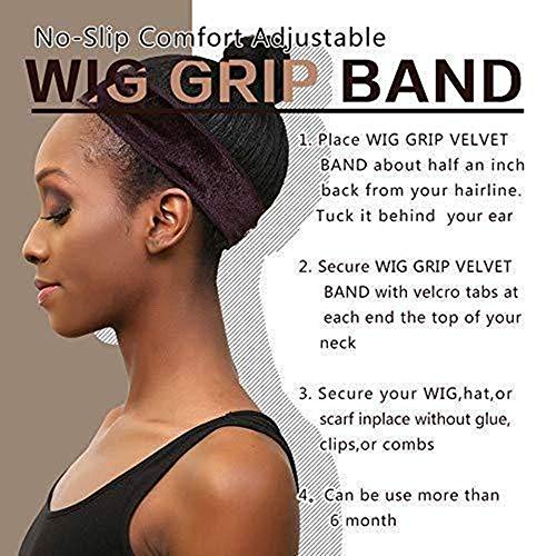 Non Slip Lace Wig Grip Band 4 Pack Adjustable Velvet Wig Grip Ban...