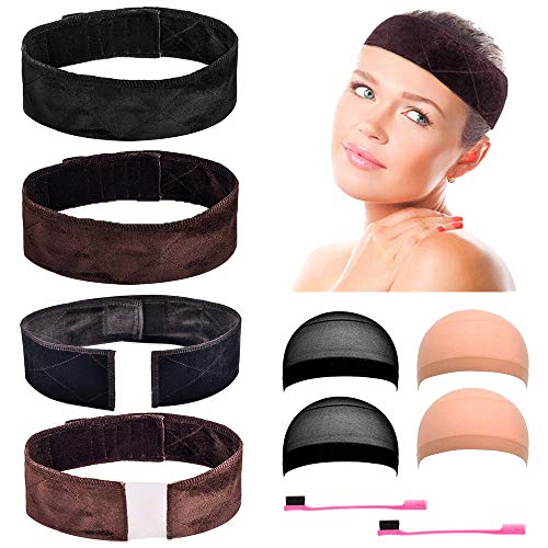 Non Slip Lace Wig Grip Band 4 Pack Adjustable Velvet Wig Grip Ban...