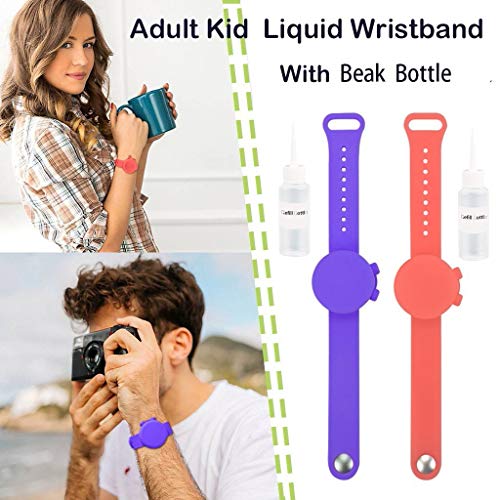 2 PC Adult Kid Hand Sanitizer Dispensing Portable Bracelet Wristb...