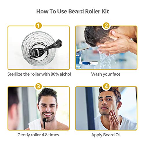 Beard Growth Kit, Derma Roller with Beard Growth Oil Serum for Me...