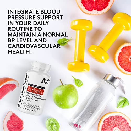 Natural Blood Pressure Supplement w/ Hawthorn Hibiscus & High Pot...