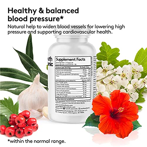 Natural Blood Pressure Supplement w/ Hawthorn Hibiscus & High Pot...