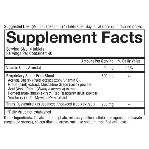 Youtheory Resveratrol with Acerola, 160 Count 1 Bottle