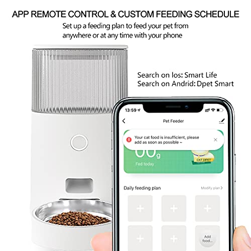 ZAMATE Automatic Cat Feeder, 2.4G WiFi Enabled Auto Food Dispense...
