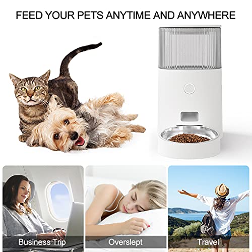 ZAMATE Automatic Cat Feeder, 2.4G WiFi Enabled Auto Food Dispense...