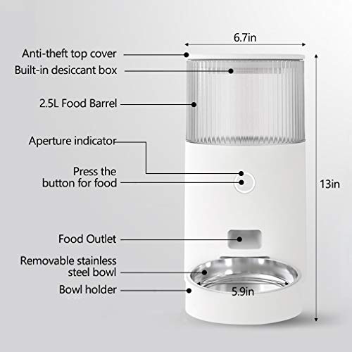 ZAMATE Automatic Cat Feeder, 2.4G WiFi Enabled Auto Food Dispense...