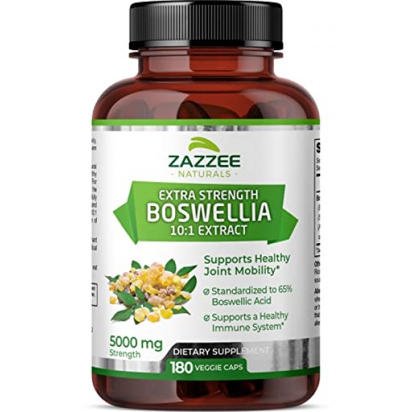 Zazzee Boswellia 10:1 Extract 5000 mg Strength, 65% Boswellic Aci...