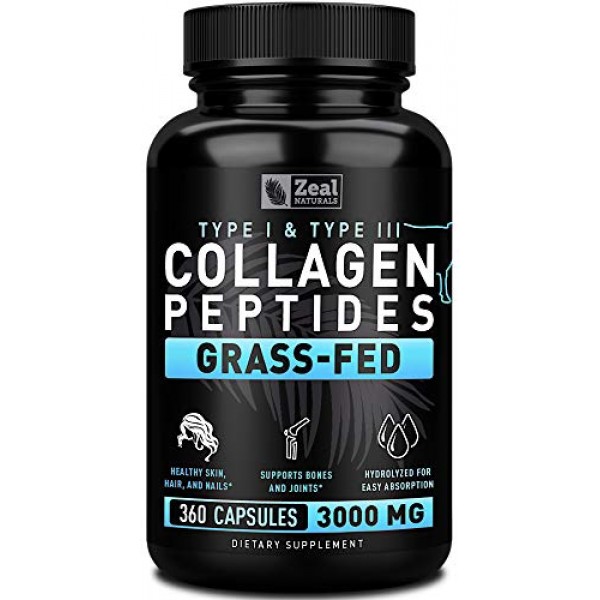 Collagen Peptides Collagen Pills 360 Capsules Grass Fed Collage...
