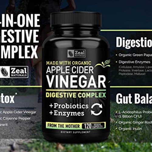 Organic Apple Cider Vinegar Capsules + Digestive Enzymes & Probio...