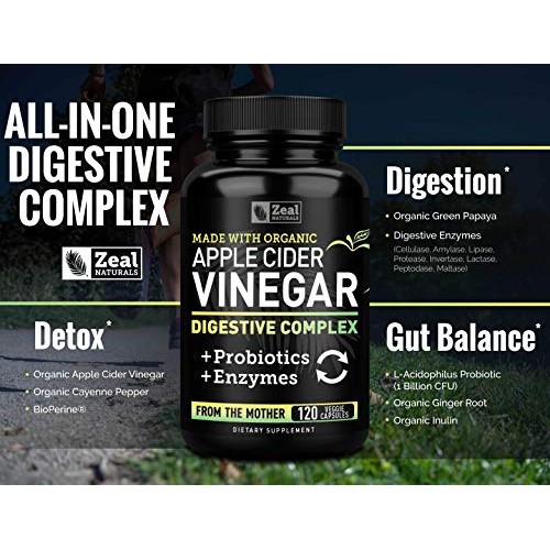 Organic Apple Cider Vinegar Capsules + Digestive Enzymes & Probio...