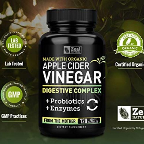Organic Apple Cider Vinegar Capsules + Digestive Enzymes & Probio...
