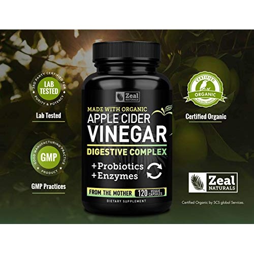 Organic Apple Cider Vinegar Capsules + Digestive Enzymes & Probio...