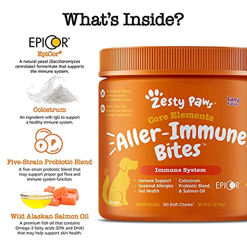 Zesty Paws Allergy Immune Supplement for Dogs Lamb- with Omega 3 ...