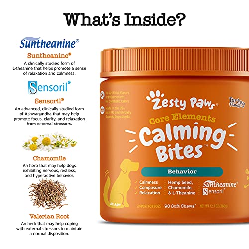 Zesty Paws Dog Calming Bites - Stress Relief Support Supplement H...