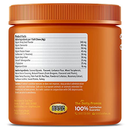 Zesty Paws Dog Calming Bites - Stress Relief Support Supplement H...