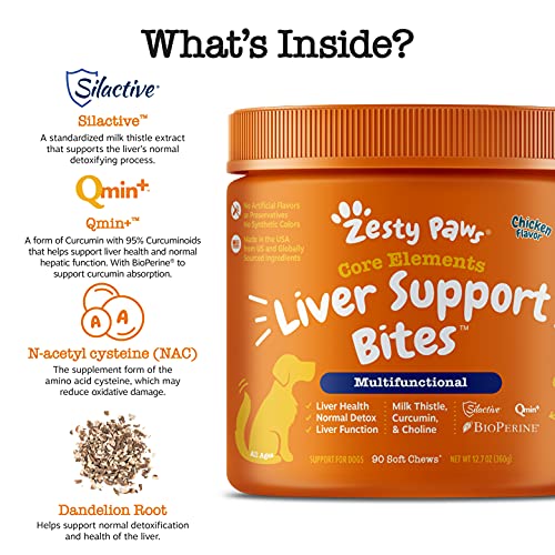 Zesty Paws Liver & Kidney Support Supplement for Dogs - with Milk...
