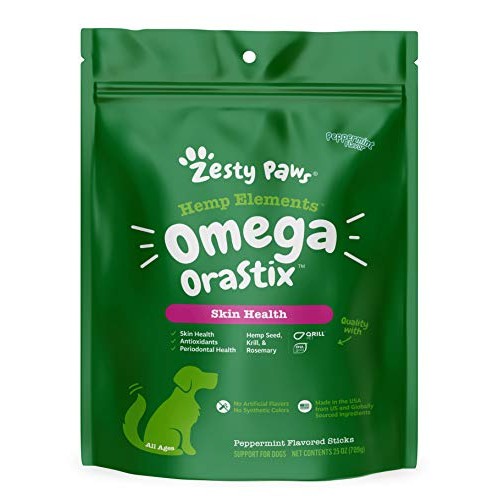 Zesty Paws Omega OraStix for Dogs – Dental Sticks with Hemp Salmo...