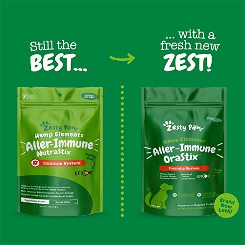 Zesty Paws OraStix for Dogs - Aller-Immune Sticks with Hemp Seed ...