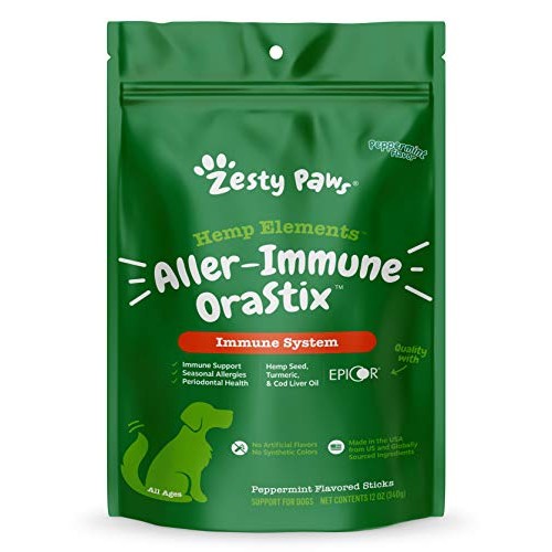 Zesty Paws OraStix for Dogs - Aller-Immune Sticks with Hemp Seed ...