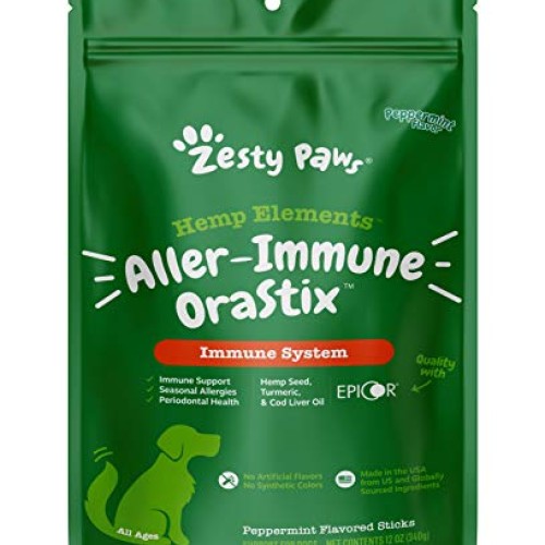 Zesty Paws OraStix for Dogs - Aller-Immune Sticks with Hemp Seed ...
