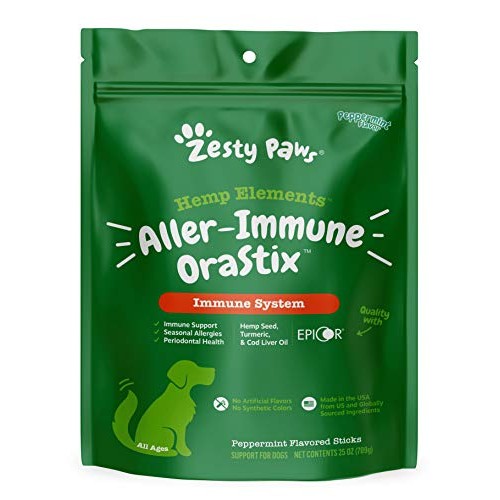 Zesty Paws OraStix for Dogs - Aller-Immune Sticks with Hemp Seed ...