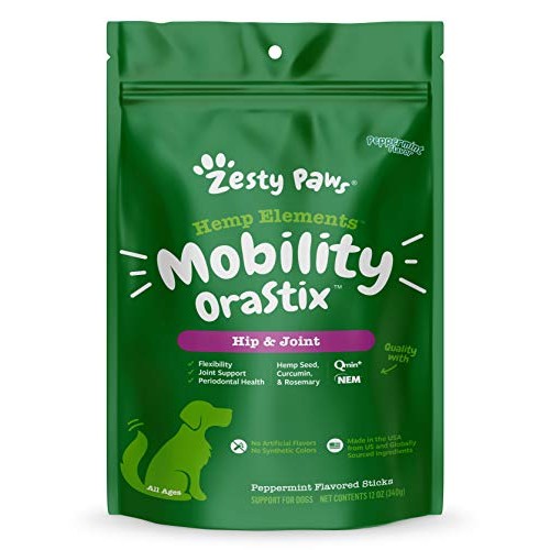 Zesty Paws OraStix for Dogs - Hip & Joint Mobility Sticks with He...