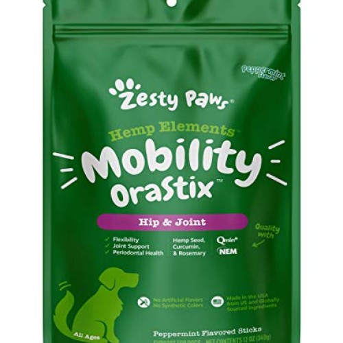 Zesty Paws OraStix for Dogs - Hip & Joint Mobility Sticks with He...