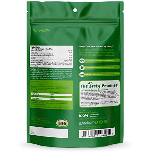 Zesty Paws Probiotic OraStix for Dogs - Dental Sticks with Hemp S...