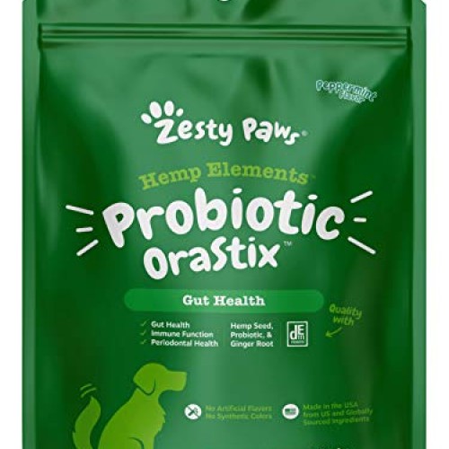 Zesty Paws Probiotic OraStix for Dogs - Dental Sticks with Hemp S...