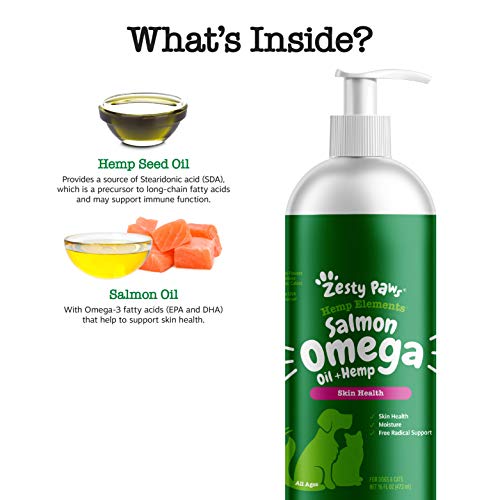Zesty Paws Salmon Omega Oil + Hemp for Dogs & Cats - with Wild Al...